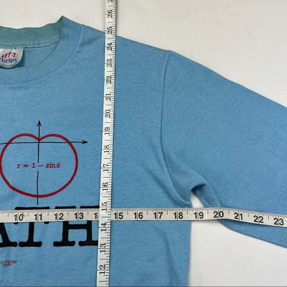 Vtg 80s Tee Jays Hef T Shirt Tee I Love Math Lovers Long Sleeve Blue Geek Nerd - Picture 2 of 15